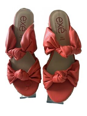 Exe Coral Leather Knot Slide Sandals - Women. Size 7.5/39
